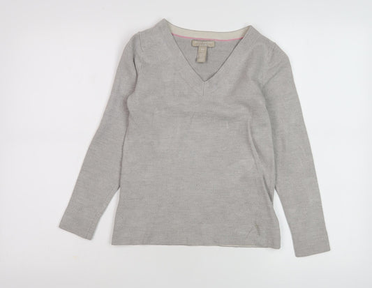 Womens UK Size S Banana Republic Grey Merino Wool Blend Blouse