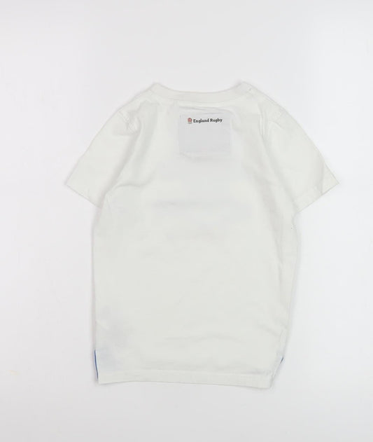 England Rugby Boys White T-Shirt 5-6Y Graphic Cotton