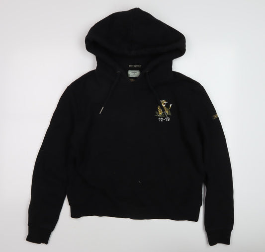 Womens UK 12 Regular Superdry Black Pullover Hoodie