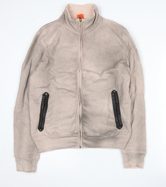 Hugo Boss Beige Cotton Unisex Jacket, L, Full Zip, Logo Accent