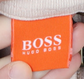 Hugo Boss Beige Cotton Unisex Jacket, L, Full Zip, Logo Accent