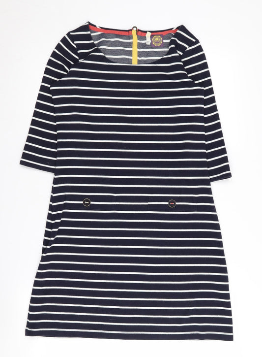 Joules Women's Black Striped Shift Dress Size 10