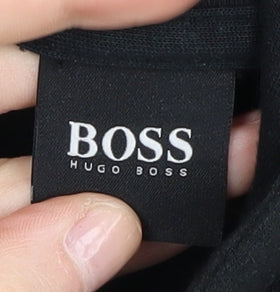 BOSS Men's Black Full Zip Hoodie, Size L, Logo Accent