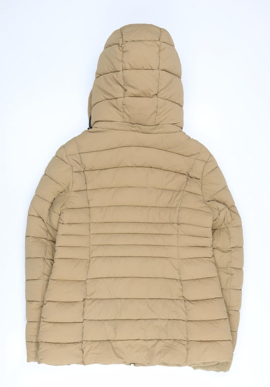 MNG Women's Beige Puffer Jacket - S, Hooded, Casual
