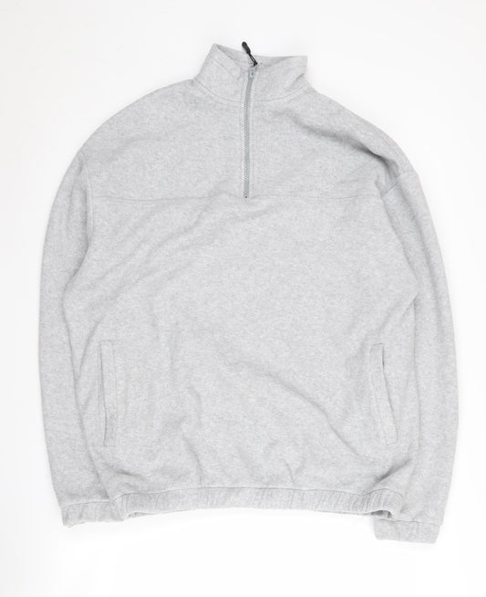 Additional front view of ASOS DESIGN Men's Grey 1/4 Zip Sweatshirt, Small