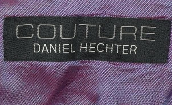 Daniel Hechter Black Men's Suit Jacket Wool, 40R Striped Formal