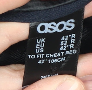 Brand and care label for ASOS Men's Blue Shawl Lapel Tuxedo Blazer, 42R, Single-Breasted