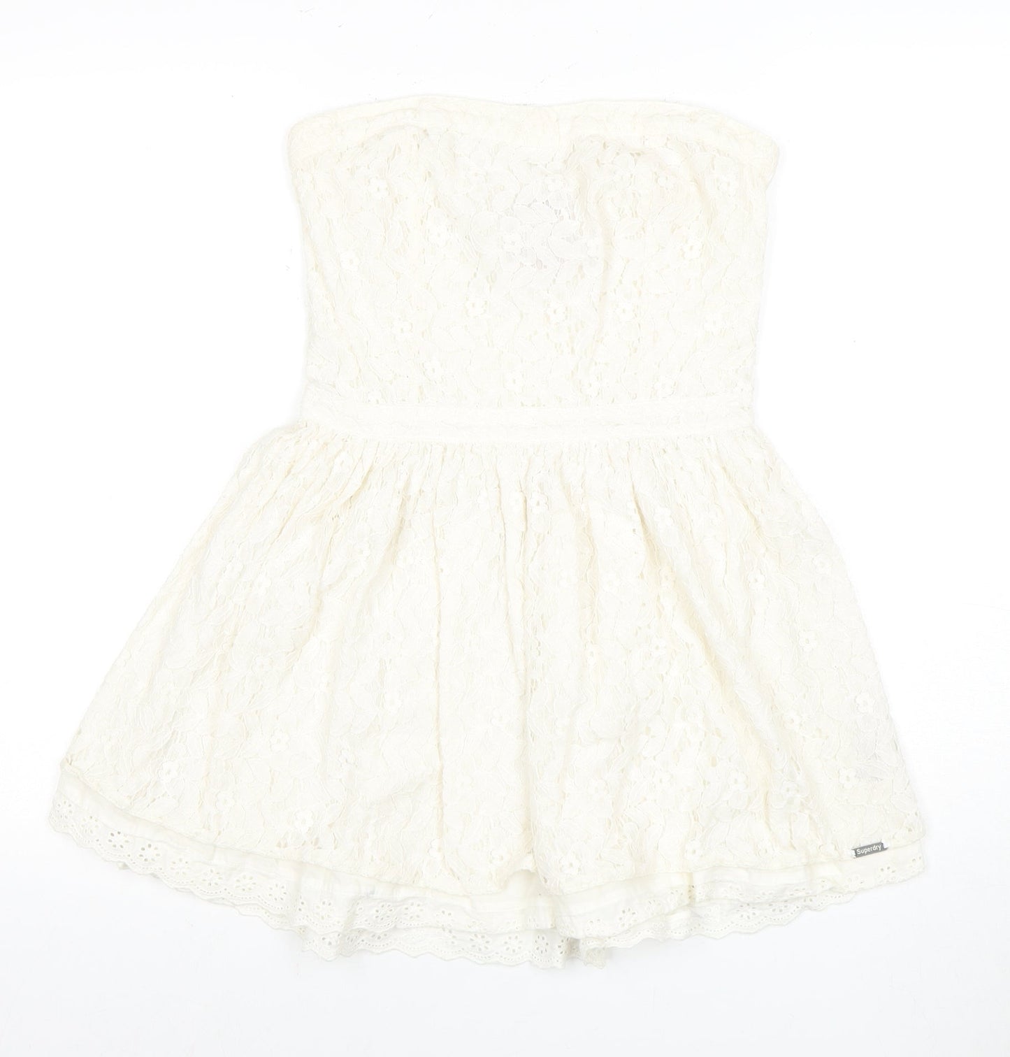 Superdry Women's White A-Line Strapless Dress M
