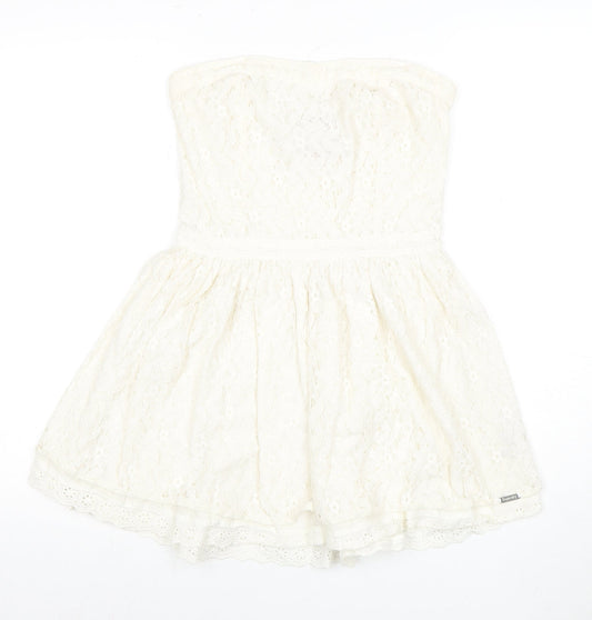 Superdry Women's White A-Line Strapless Dress M