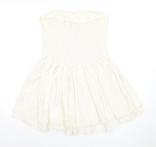 Superdry Women's White A-Line Strapless Dress M