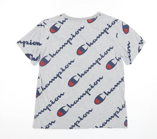 Champion Boys Grey Logo T-Shirt, Short Sleeve, Size 1