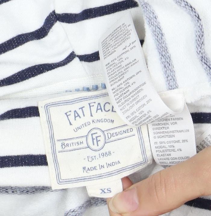 Fat Face Women's Blue Striped Pullover Hoodie XS