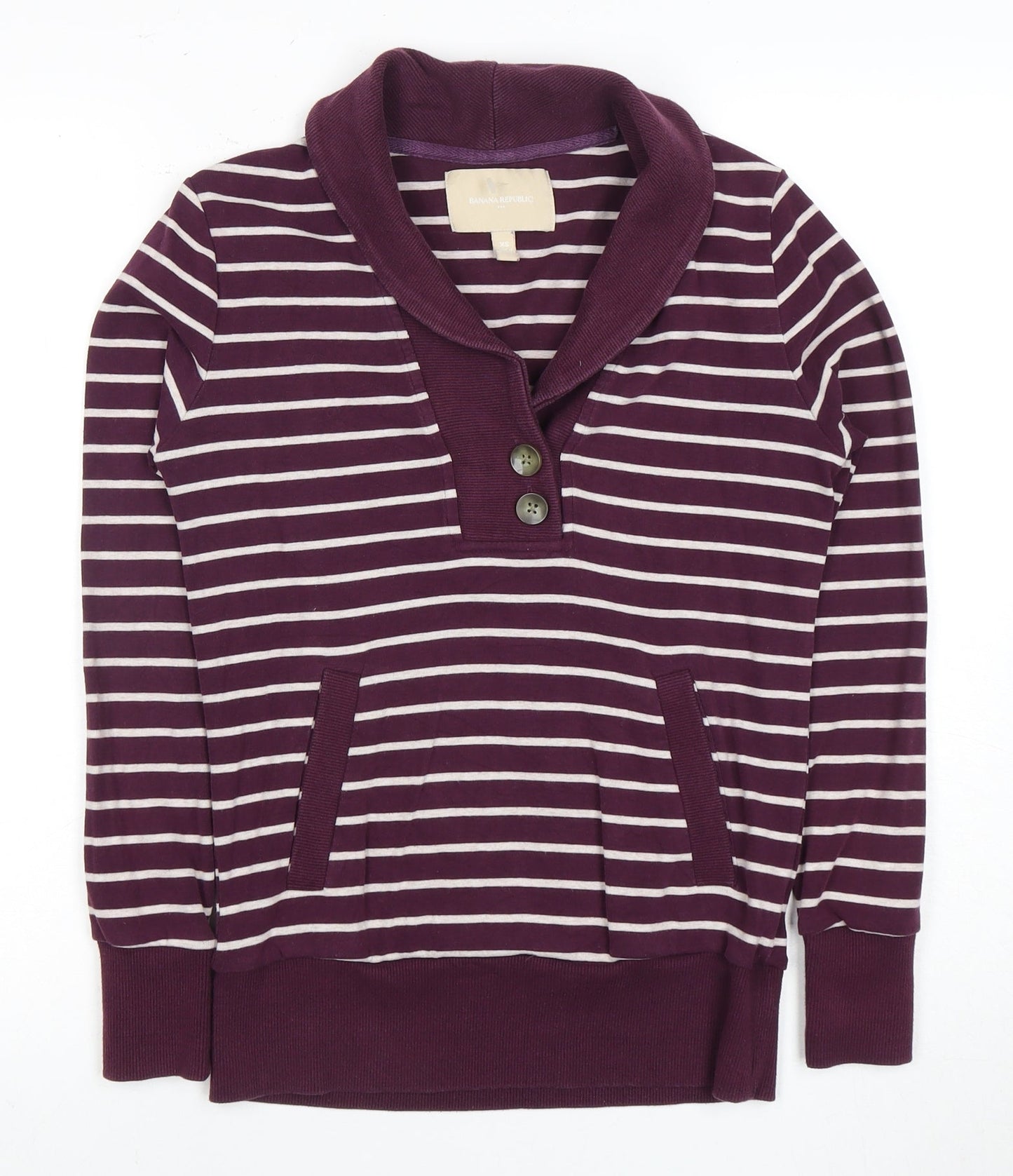 Banana Republic Henley Purple Striped Women's XS Sweatshirt