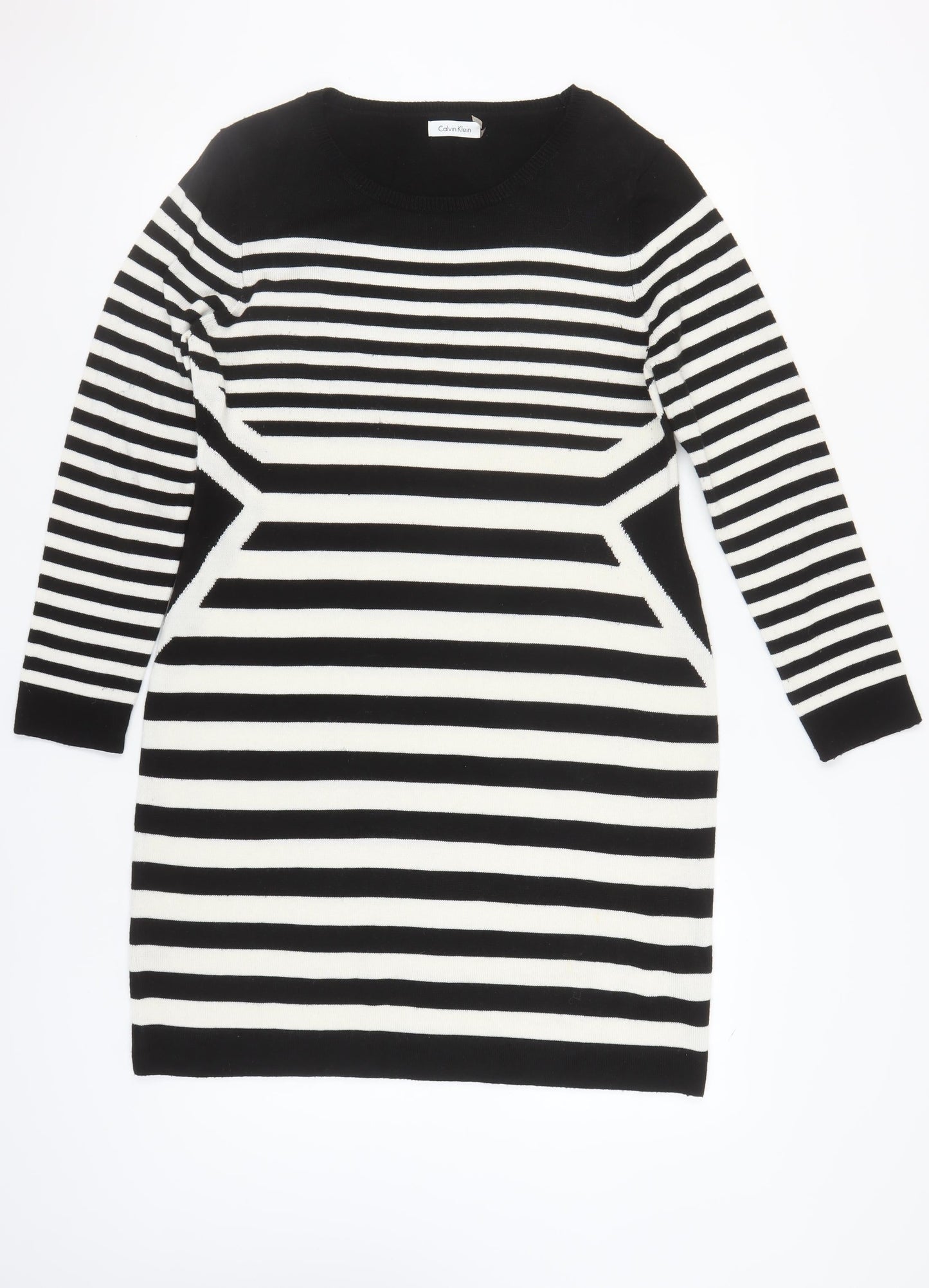 Calvin Klein Women's XL Black Striped Knit Dress
