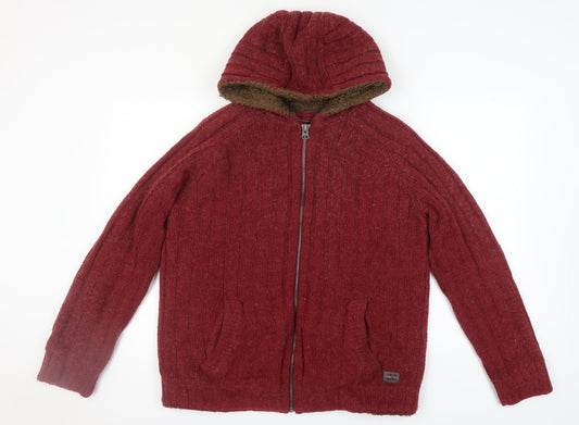 Joe Browns Men's Red Full Zip Hooded Jumper M