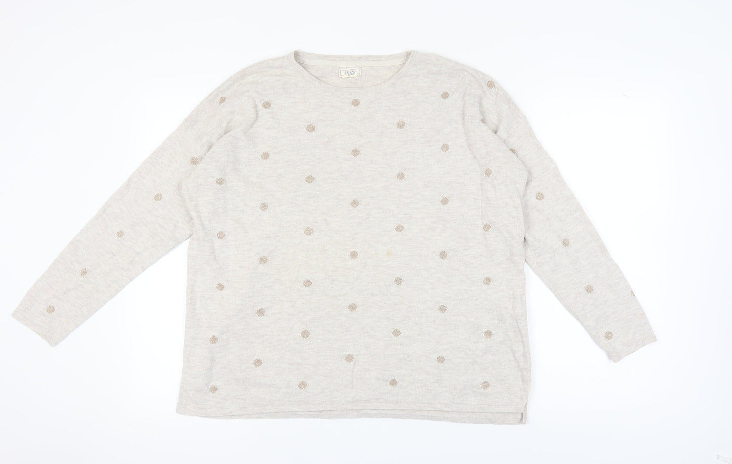 Fat Face Women's Beige Polka Dot Pullover Jumper Size 18