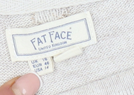 Fat Face Women's Beige Polka Dot Pullover Jumper Size 18
