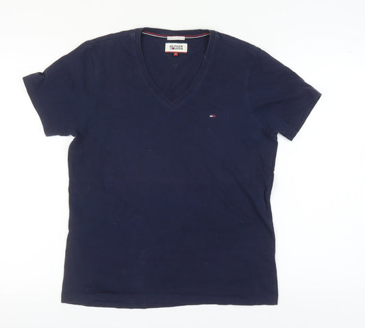 Hilfiger Denim Men's Blue V-Neck Short Sleeve T-Shirt M