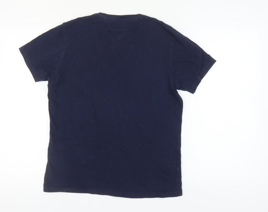 Hilfiger Denim Men's Blue V-Neck Short Sleeve T-Shirt M