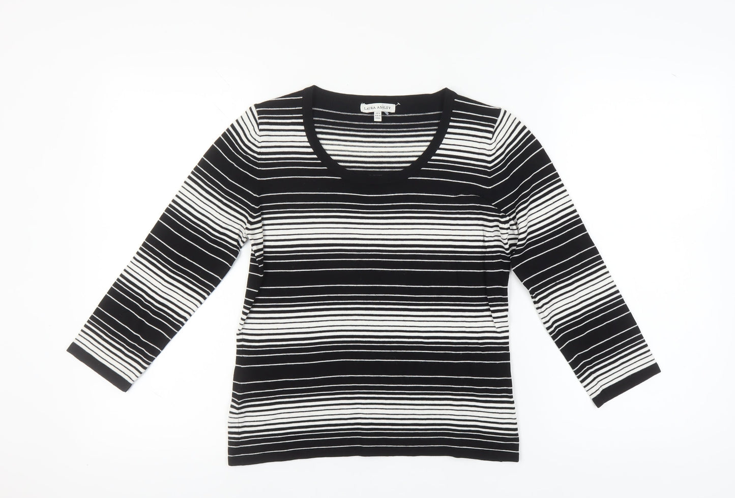 Laura Ashley Women's Black Striped Pullover Jumper Size 12