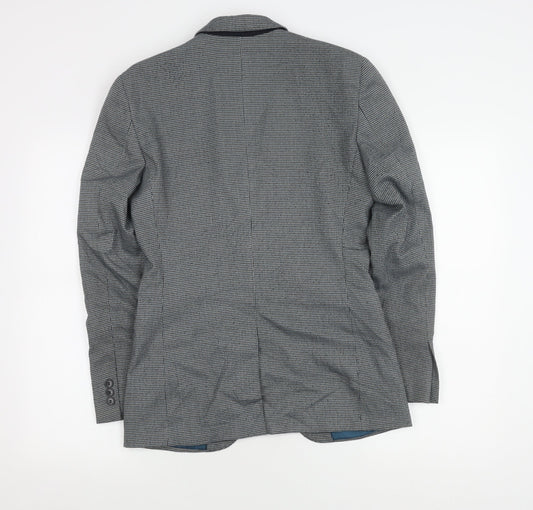 Topman Men's Grey Check Suit Jacket Size 34