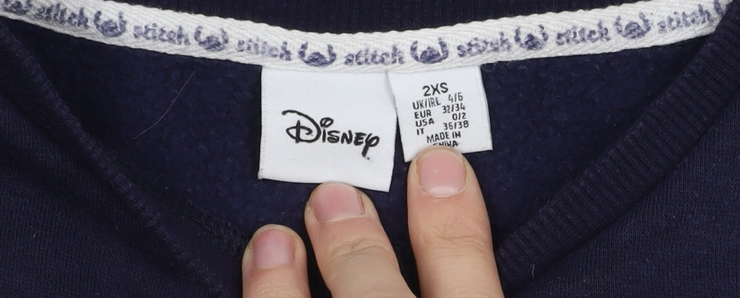 Disney Women's Blue Stitch Sweatshirt 2XS Pullover