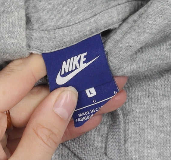 Nike Men's Grey Hoodie L - Logo, Pullover, Hooded, Casual