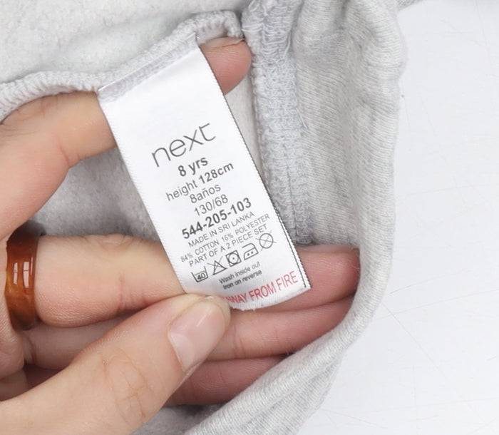 Close-up detail of Next girls’ grey zebra graphic sweatshirt - 8 years