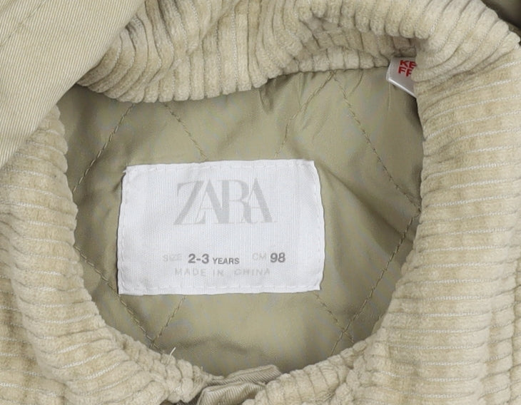Additional view of Zara girls’ beige parka coat, 2-3 years, cotton, lined, hooded