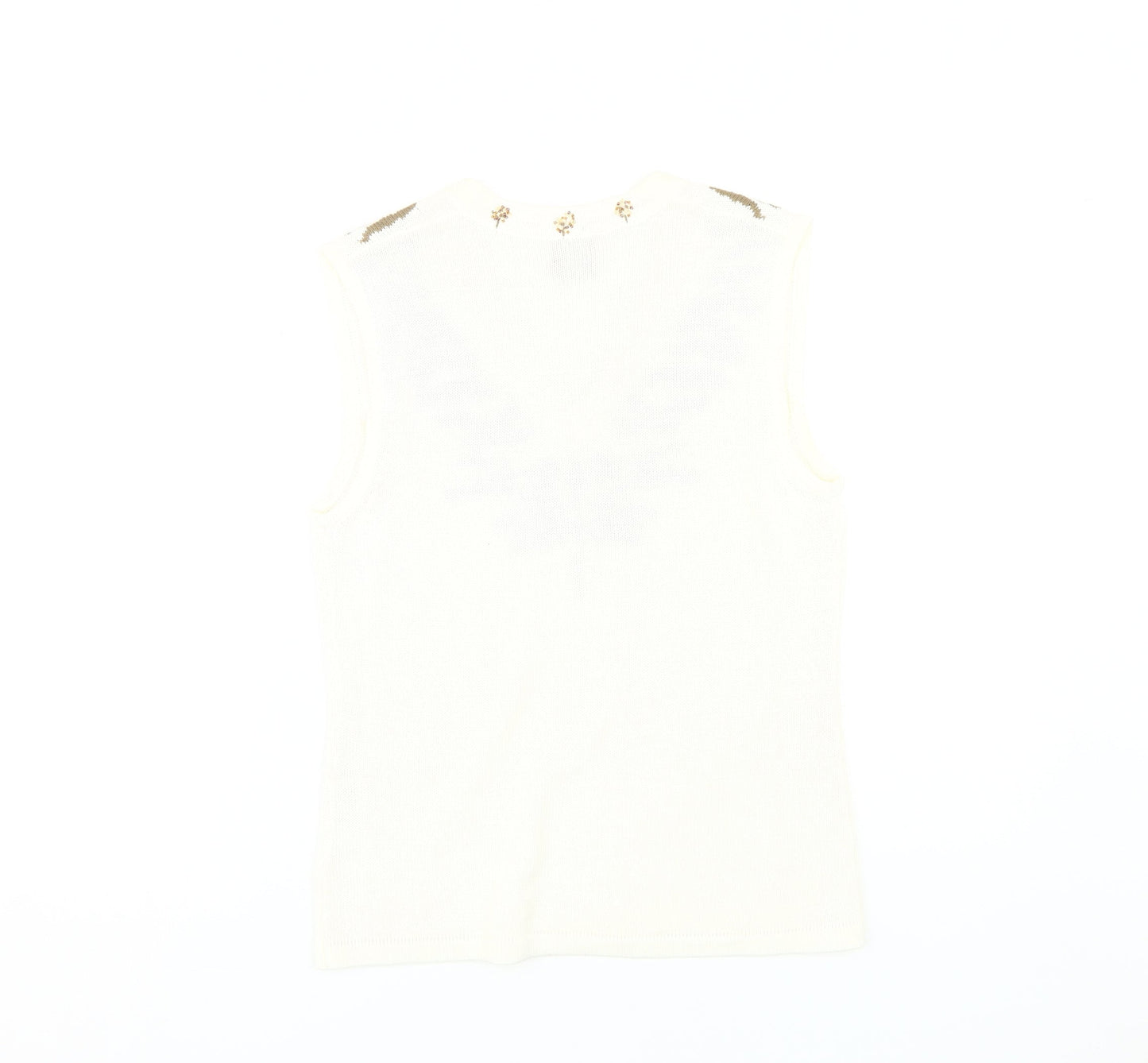 Olsen Women's Ivory Tank Top, Size 14, Bohemian V-Neck