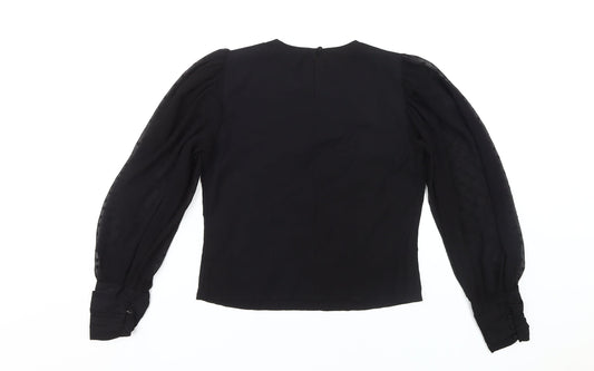 Womens UK Size S Stradivarius Black Polyester Blouse