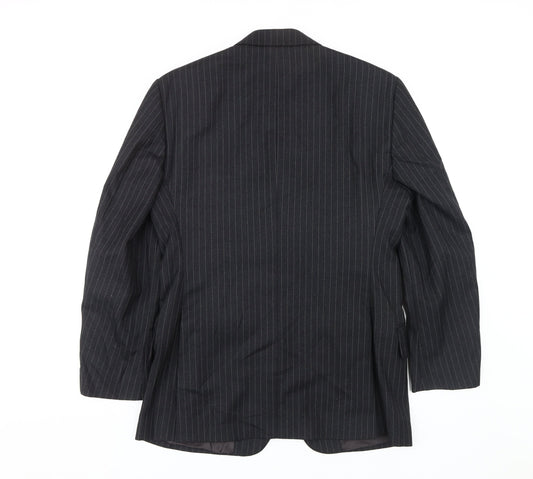 T.M. Lewin Men's Black Striped Blazer, Size 38S