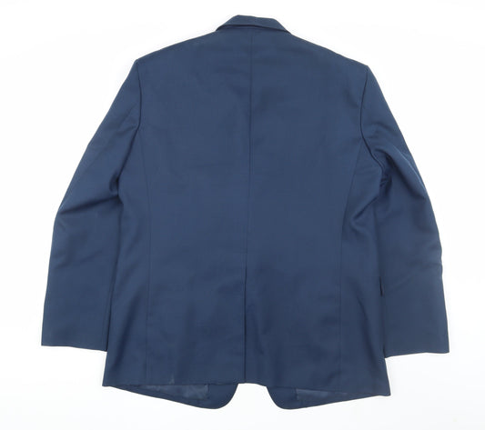 André Cori Men's Blue Blazer, 44 Regular Fit, Notch Lapel
