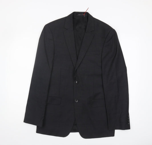 DKNY Men's Black Blazer, Size 38R, Formal Wool Jacket