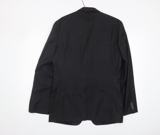 DKNY Men's Black Blazer, Size 38R, Formal Wool Jacket
