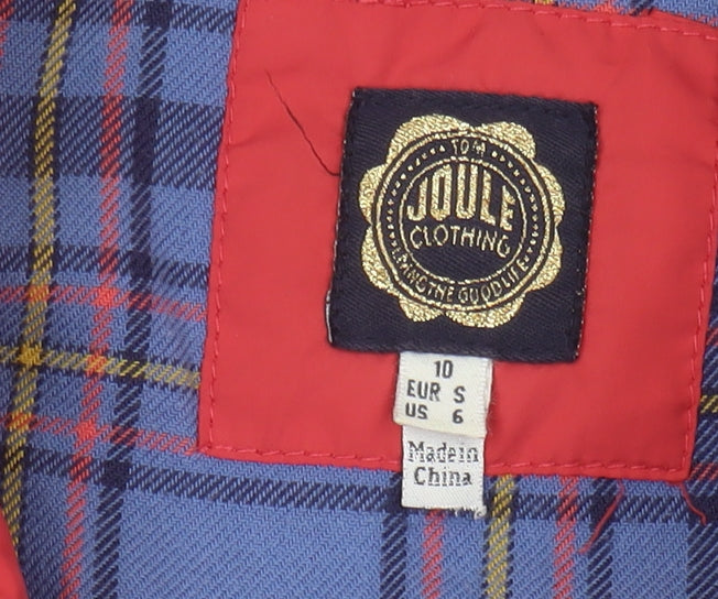 Joules Women's Red Quilted Gilet Waistcoat Size 10