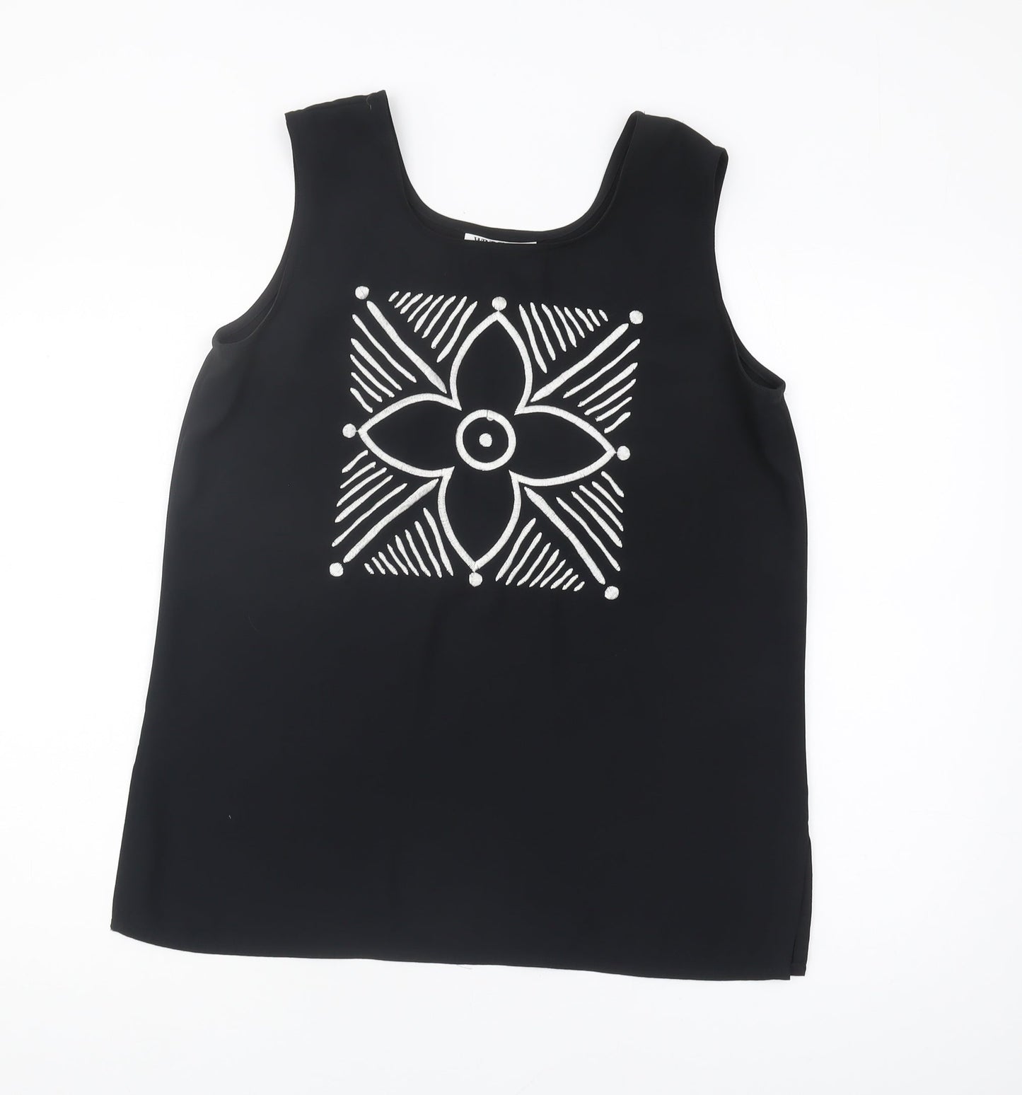 Windsmoor Women's Black Floral Embroidered Tank - Size 12
