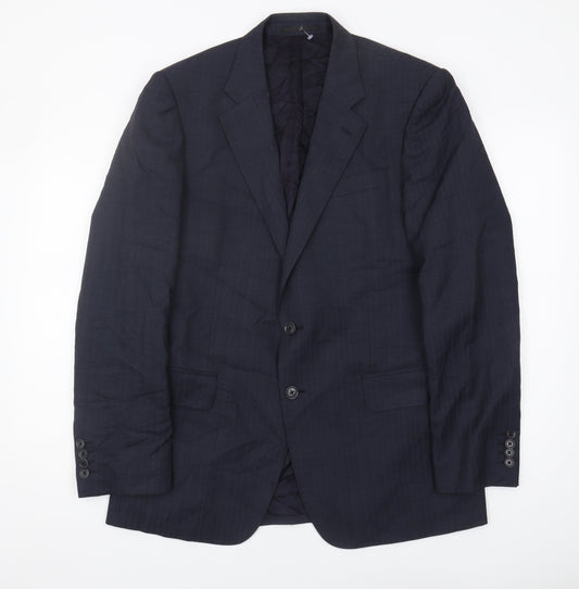 Jaeger Men's Blue Blazer 40R, Wool, Viscose Lining