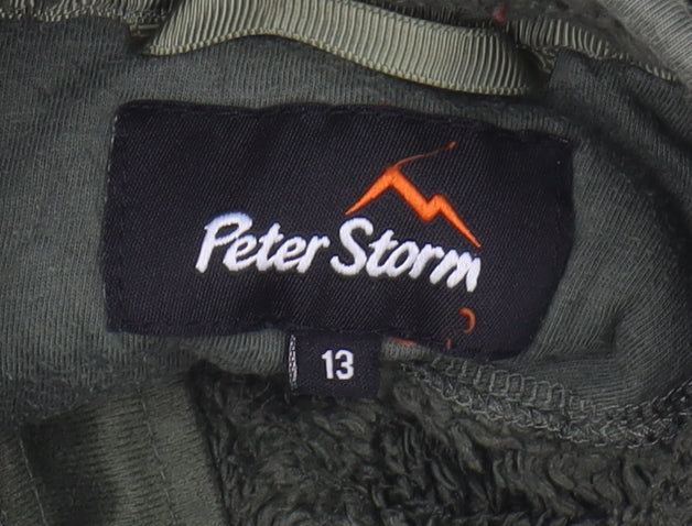 Close-up detail of Peter Storm boys’ green fleece hoodie 13 years