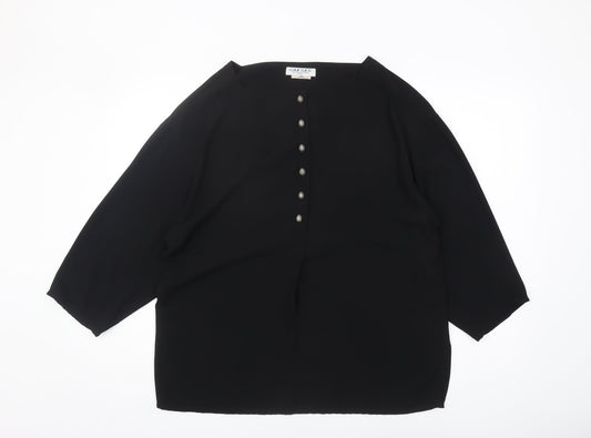 Jaeger Women's Black 3/4 Sleeve Blouse Size S