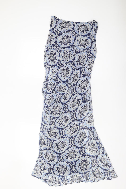 Laura Ashley Women's Blue Floral Silk Dress Size 10