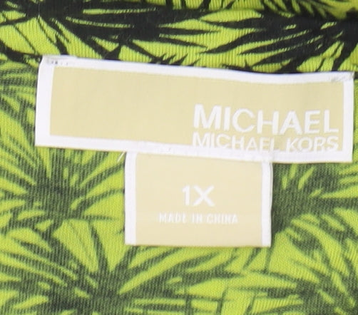 Michael Kors Women's Green Floral Sleeveless T-Shirt XL