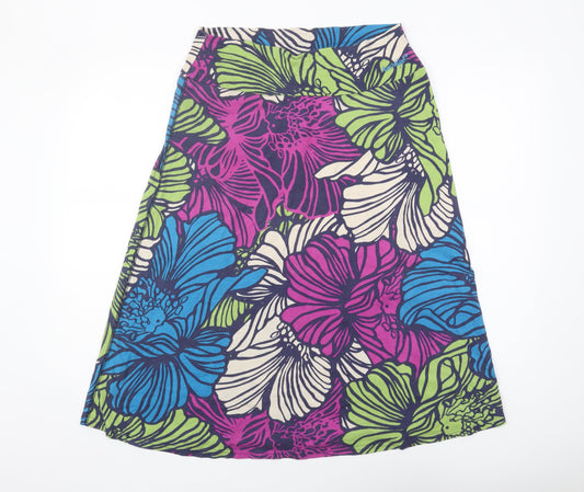 Weird Fish Women's Multicoloured Floral A-Line Skirt Size 10
