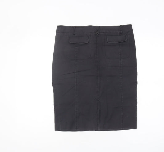 Reiss Women's Black Pencil Skirt Size 12 Cotton Blend