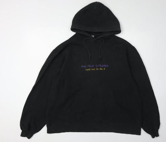 Champion Men's Black Graphic Pullover Hoodie L