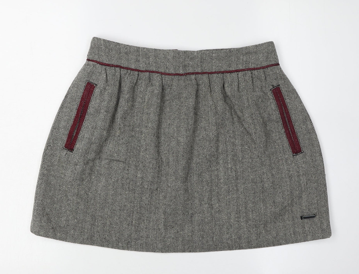 Superdry Women's Grey Tweed Herringbone Skirt, M