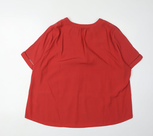 Eastex Women's Red Blouse, Size 18, V-Neck, Casual