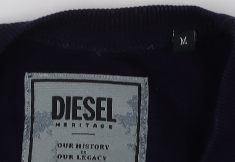 Diesel Unisex Blue Cotton Logo Pullover Sweatshirt M