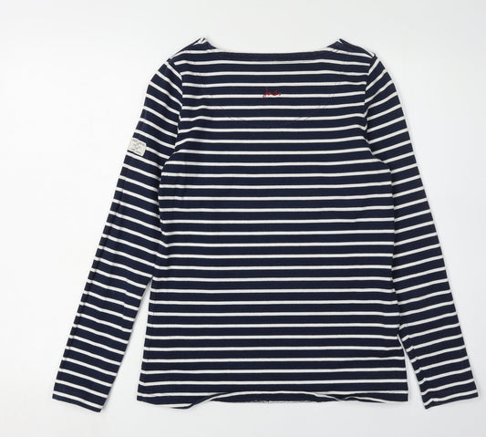 Joules Women's Blue Striped Cotton T-Shirt Size 8