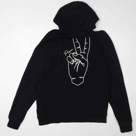 Jack & Jones Men's Black Hoodie L Graphic Pullover